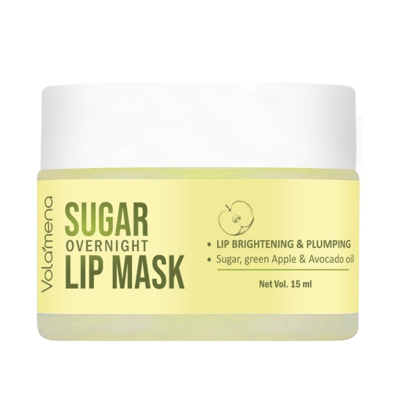 Volamena Lip Mask with Sugar, green Apple Extract & Avocado oil Moistruzing & Lighten Dark Lips balm For Women 15 ml-picture-55