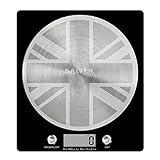 Salter 1036 UJBKDR Bascula De Cocina Digital Con La Bandera Del Reino Unido Estampada, Limpiar Con Facilidad, Balanza Con Diseño Fino, Plataforma En Forma De Disco Hecho De Acero Inoxidable, Negro