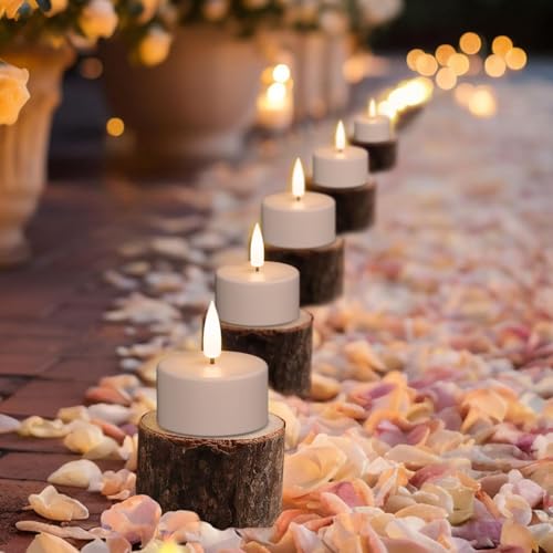 Image of Wondise Rechargeable Tea Lights with Remote and Timer, 12 PCS Battery Operated 3D Wick Flickering Flameless Candles with Charging Base for Halloween Christmas Decor(1.6 inch x 1.9 inch)