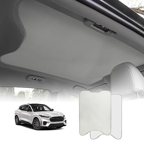 BestEvMod Foldable Roof Sunshade Compatible with Mustang Mach-E 2021-2026 Accessories Upgraded Heat Reflective Tech Accessories,Sunroof Reflective Cover Blocks Glare Blocks UV Ray (Gray)