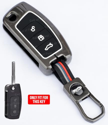 Image of Coll of Fest Premium Metal Silicon Key Cover Compatible with Ford Fiesta | Figo | Old Ecosport Flip Key 3 Button Smart Key Glow in the Dark