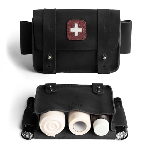 Image of Hide & Drink, Empty First Aid Bag, Mini Medical Storage Pouch, Rectangular Bag for Survival Kit, Full Grain Leather, Handmade