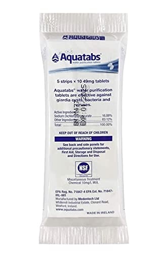 Aquatabs - World's Best Water Purification Tablets for Water Treatment in Convenient Travel Packaging - 50 Count