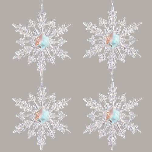 Koboko 4 Stück Acryl Schneeflocken Deko Christbaumschmuck,...