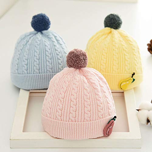 Infant Baby Boys Kids Knit Winter Hat Warm Cotton Lined Stretchy Knitted Cap Outdoors Cap (Color : Pink, Size : 0-3 Months) #TOP2