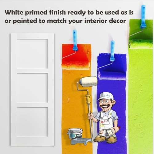 Image of 24 inch x 80 inch Pocket Door, 3-Panel Core with Frame and Hardware Kit Set, Interior Doors for Sliding Pocket Doors, White Primed - No Panel Assembly Required