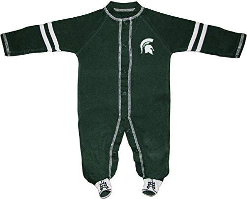 Michigan State University Spartans Sports Shoe Footed Baby Romper Hunter/White