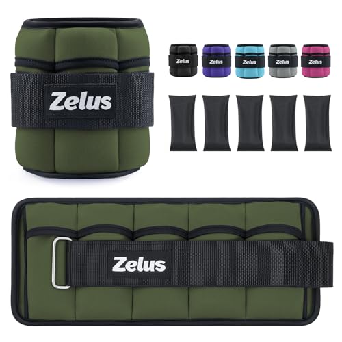 ZELUS 1 Pair Adjustable Ankle Weights, 2 4 6 8 10 lb Modularized Leg Weight Straps for Women Men, Weighted Ankle Weight Set with Removable Sandbags, 1-5 lb per Ankle Strap for Gym Yoga Jogging Walking