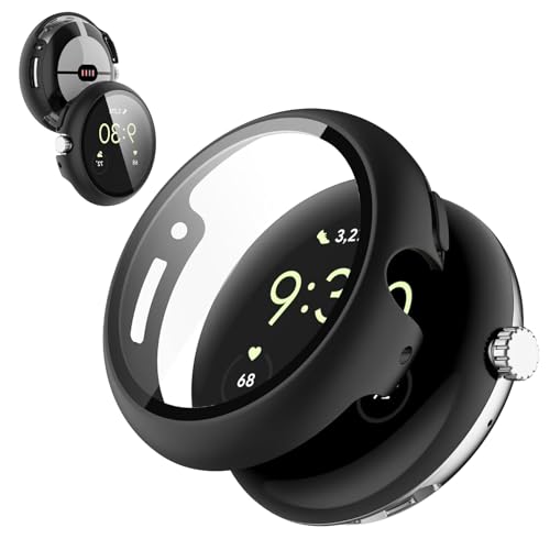 AIYYXX For Google Pixel Watch 4 P[X 41mm 45mm 3DpGbW ^ PC+KXf ̌^ pixel watch 4 P[X Ή ߗ LYh~ wh~ ȒPɎtE Sʕی Jo[ (4