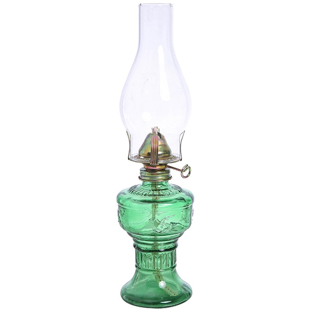 IMIKEYA Lámpara De Aceite Vintage De Queroseno para Camping Y Decoración De Hogar Luz Ambiental con Vidrio Y Aleación De Aluminio para Sala Y Dormitorio