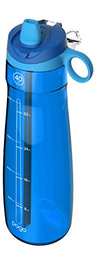 Pogo Bpa-Free Tritan Plastic Water Bottle With Soft Straw, 40 Oz, Blue #TOP1