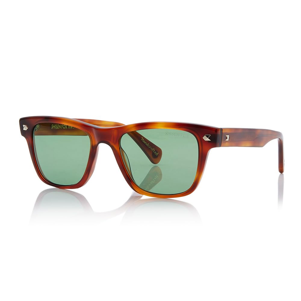 Shisen FoxSHINZO Bold Square Unisex Sunglasses with Timeless Vintage Style, Anti-Reflective Coating & 100% UV Protection Acetate Frames | 52 Medium, Havana