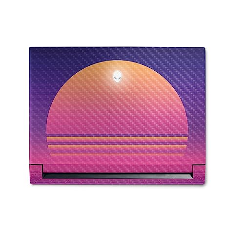 Image of MightySkins Carbon Fiber Skin Compatible with Alienware M18 R1 (2023) Full Wrap Kit - Synthwave Sunset | Protective, Durable Textured Carbon Fiber Finish | Easy to Apply | Made in The USA