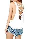 Haola Women's Crop Top Casual Vest Tops Backless Bandage Tank Loose Tees White M
