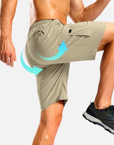 Image of Pudolla Men's Hiking Cargo Shorts with 5 Pockets Lightweight Casual Shorts