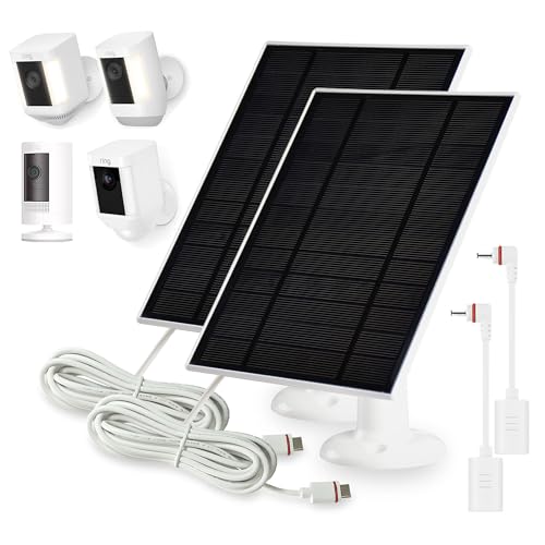 KAROTTO Solar Panel Charger Compatible with Ring Stick Up Cam/Pro,Ring Spotlight Cam Plus/Pro,with USB-C to Barrel Plug Adapter (2PACK)