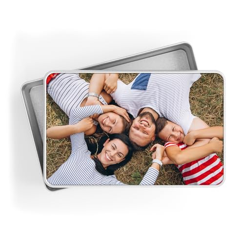 Print Maniacs Metal Tin Storage Jar Box Personalised Jewelry Sweets Decorative Keepsake Memories Mini Home Organiser Tidy Portable Gift Any Image Photo (Rectangle)