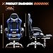 Sweetcrispy Video Game Desk Chair - Ergonomic Computer with Footrest and Comfy Lumbar Support, PU Leather Recliner with Headrest, Fixed Up Armrest, Height Adjustable with 360° Swivel, for Adults, Blue