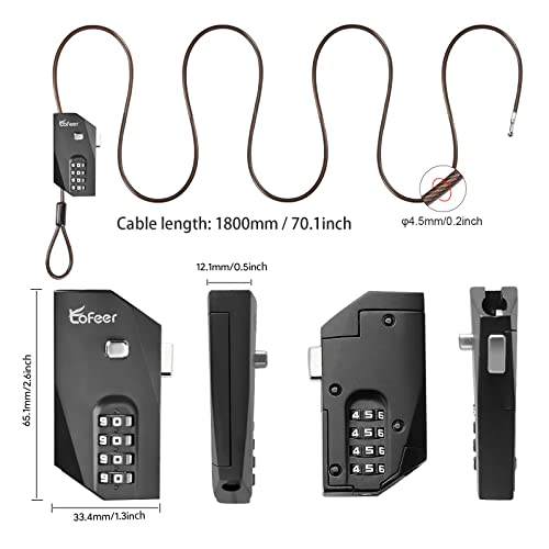 Adjustable Cable Lock, Combination Wire Lock Trail Camera And Kayak Locking Cable Appliance Combo Lock Adjustable Fridge Lock For Child Safety With 6.5Ft Long Cord For Luggage Suitcase Helmet #TOP3