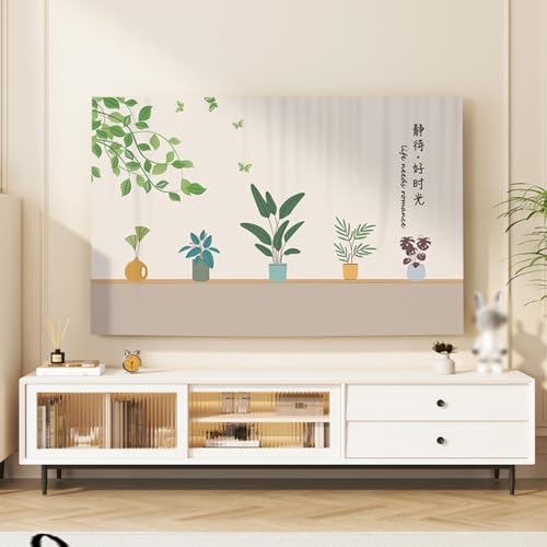 Bedroom Wall Mounted TV Dust Cover Modern Minimalist Style TV Covers Crystal Velvet Fabric Dust-Proof Protector For Flat Screen Television Smart TVs(Size:78IN(W180xH107CM),Color:C)