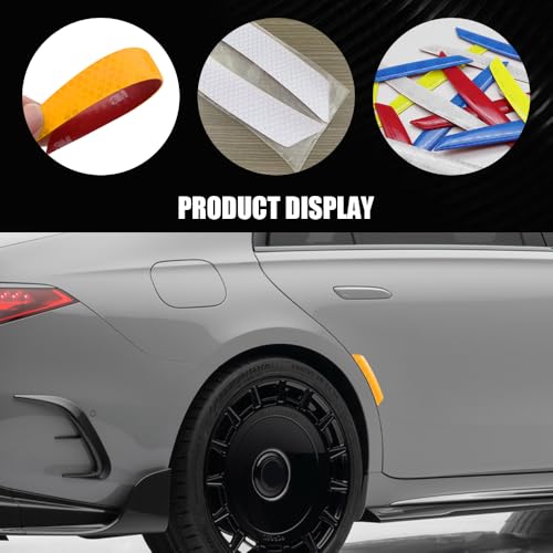 Image of 4PCS Car Reflective Trim Side Marker Stickers, Side Reflectors for Car, Anti-Collision Automatic Bumper Fender Stickers, Auto Exterior Accessories Reflector Guard Fit Cars (Yellow, 4PCS)