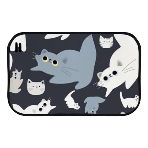 Nuansexi Bathroom Rugs Hand Drawn Cats Gray Cute Floor Mats Non Slip Bathmat Doormat Tub Mat Coral Velvet Absorbent Entrance Carpet Mats Machine Washable Bedroom Decor