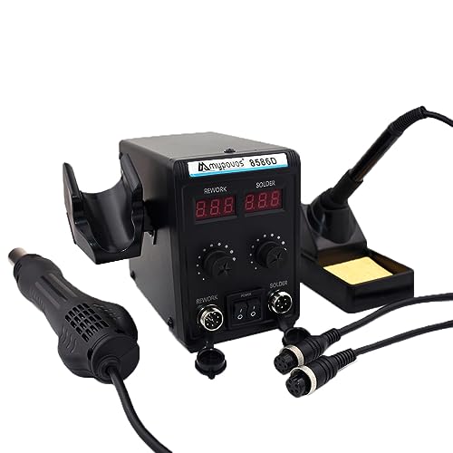 Mypouos 8586D 110V Solder Station, 2 In 1 Lcd Dual Digital Display Smd Hot Air Gun Rework Station And Soldering Iron,750W thumb #6