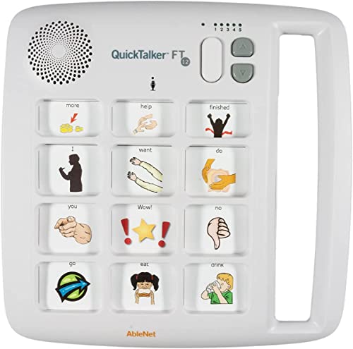 AbleNet-QuickTalker-12-Portable-Multi-Message-Speech-Device-with-FeatherTouch-Technology-48-Messages-5-Recording-Levels-and-Durable-Design-AAC-Communication-Device-for-Non-Verbal-Kids-Adults