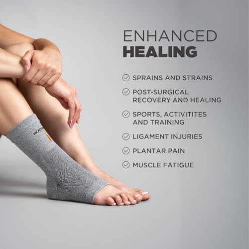 Image of Incrediwear Ankle Sleeve - Infrared Ankle Brace for Women and Men to Support Pain Relief, Swelling, Plantar Fasciitis, Sprains, Achilles, Arthritis (Grey, Small /Medium)