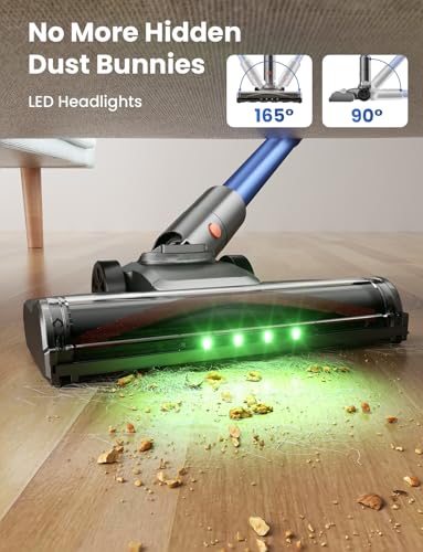 Image of Dzaki Cordless Stick Vacuum Cleaner, 50KPa Brushless Motor Vacuum with Anti-Tangle, LED Display, 55-Min Runtime & Detachable Battery for Pet Hair, Carpet & Hardwood Floors (Blueorange)