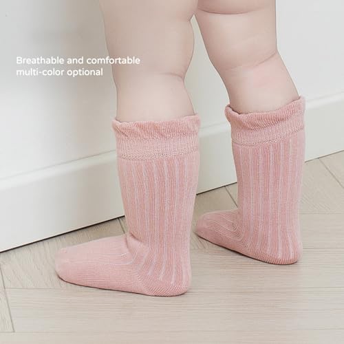 Baby Girls Boys Socks, Cotton Toddler Knee-High Stockings, Kids Warm Solid Color Long Socks2