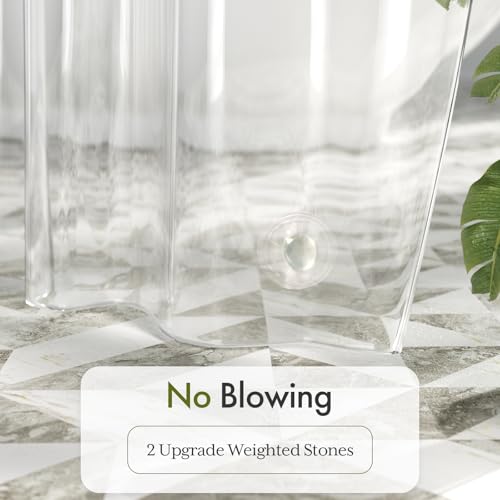 Image of Bathway Shower Curtain Liner, Clear Shower Curtain Liner 72x108 PEVA Waterproof Shower Curtain Liner Plastic with 3 Magnets and 12 Rustproof Metal Grommets, Extra Long Shower Liner for Bathroom