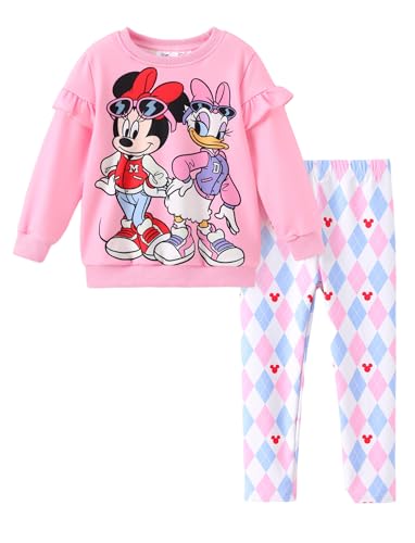Image of Disney Frozen Minnie Mouse Stitch Princess Fall Toddler Girl Outfit 2 Piece Girl Clothes Long Sleeve Sweatshirt and Leggings