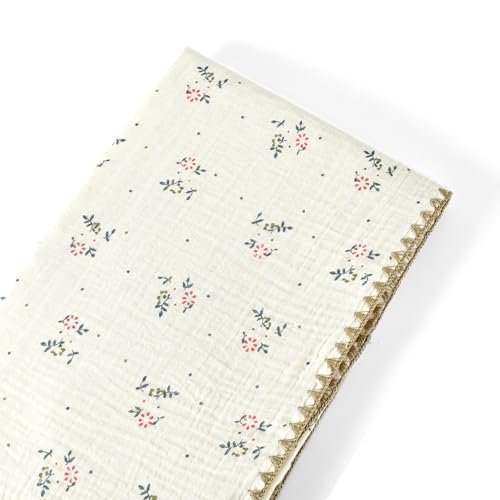 Image of Baby Blanket 40x40 Inches,Muslin Cotton and Minky Dotted Double Layer Soft Receiving Blanket for Newborn Toddler,Retro Flower