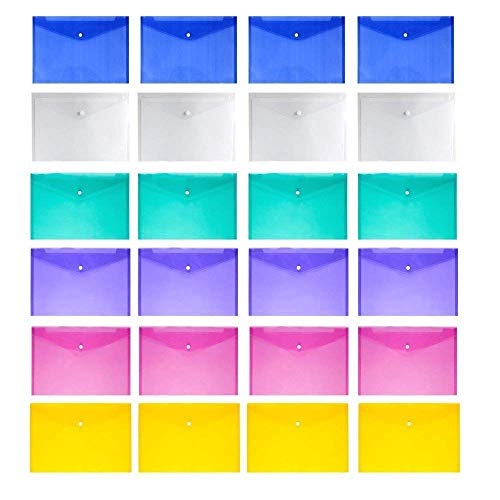 Image of DIY Crafts Style No # 1, Pack of 12 Pc, Poly Envelope Folder with Snap Button Closure, Waterproof Transparent Project En(Style No # 1, Pack of 12 Pc)