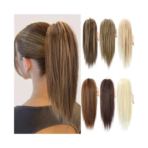 Mujeres Extensión de cabello sintético for cola caballo, corta y recta, 14 pulgadas, con pinzas, for mujer Diario(4)