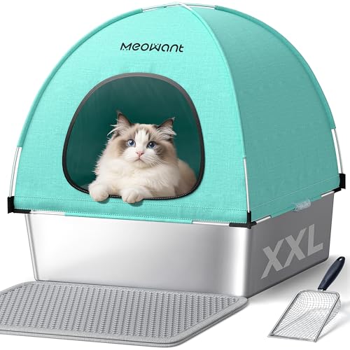 Arenero metálico cerrado para gato Meowant XXL con tapa miniatura 1