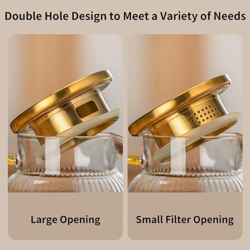 Buaic 2 PACK Glass Pitcher with Lid, 68 oz/ 2 Liter Classic Vertical Stripes ...