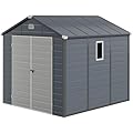 DWVO 8x9FT Outdoor Storage Shed w/o Floor, All-Weather Plastic Shed with Lockable Doors, Window & Vents, Plastic Tool Shed for Backyard, Patio, Poolside, Lawn, Gray