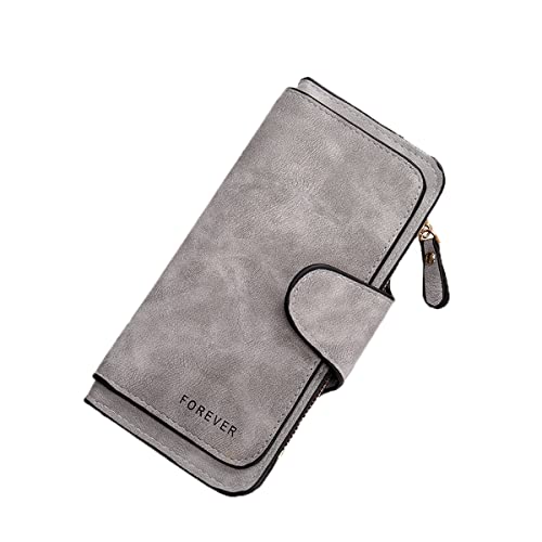Image of Womens Long Leather Wallet, RFID Blocking Leather Pocket Wallet Ladies Mini Purse with ID Window