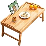 SLLS 折りたたみ式ミニテーブル ベッド上パソコンデスク ノートパソコン用 タブレット学習机 文芸無垢材 小型テーブル 朝食テーブル 軽量 携帯可能