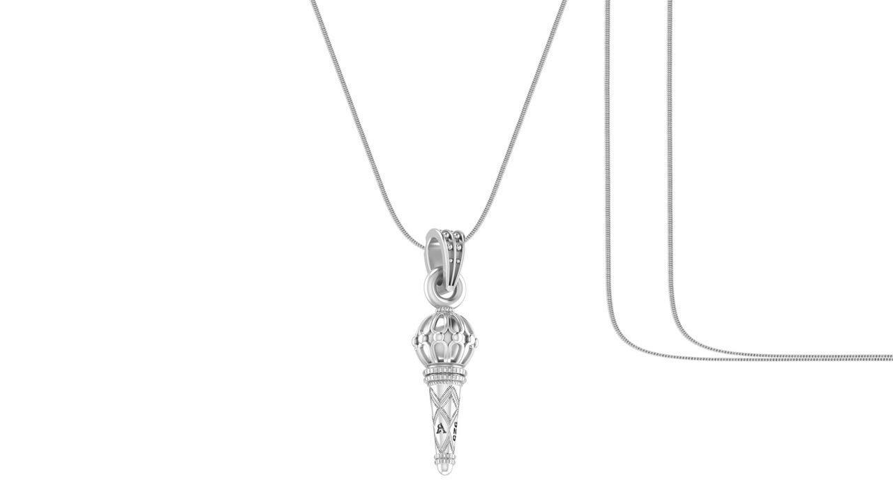 Sterling Silver (92.5% purity) God Hanuman Gada Chain Pendant (Pendant with Chain- 22 inches) for Men & Women Pure Silver Lord Bajrang Bali Gada Chain Locket-image-48
