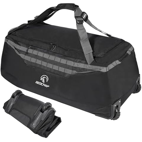 REDCAMP Rolling Duffle Bag with Wheels, 140L Luggage Foldable Duffle Bags with Rollers 36 inch, Black Cover