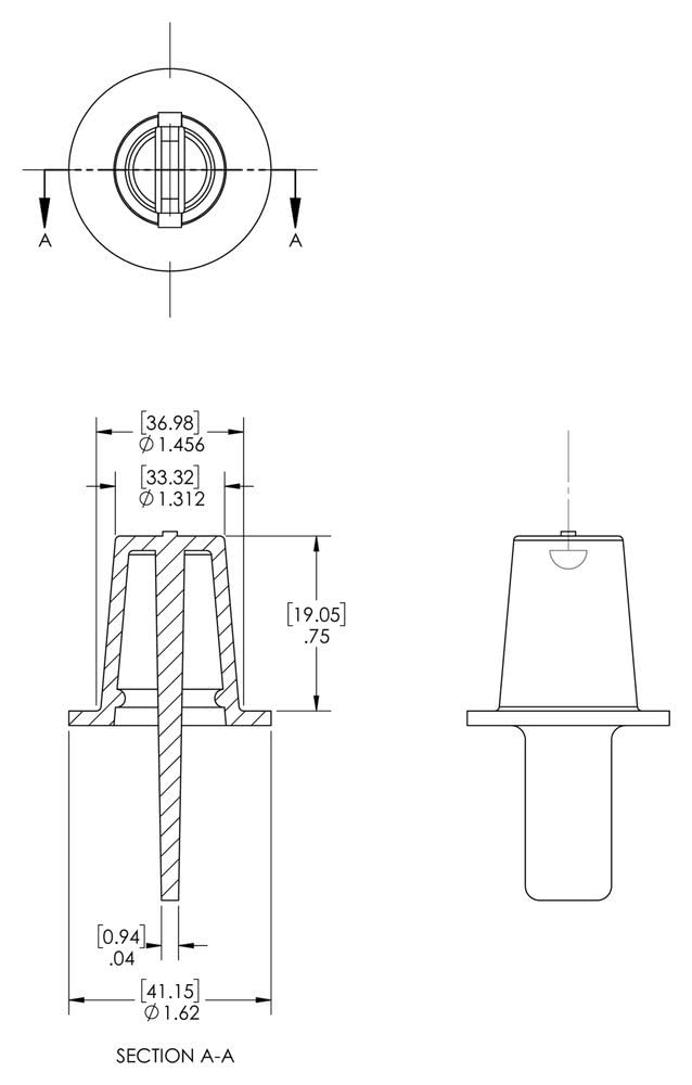 Caplugs QCPT16Q1 - Tapón cónico con lengüeta central de plástico, CPT-16, PE-LD, tapón OD de 1.6 pulgadas, ID de 1.45 pulgadas, rojo (paquete de 200)