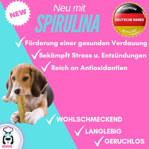 Chef Dog Kaukäse für Hunde XS/S mit Spirulina und präbiotischer Chicoréewurzel - Glutenfreie Käseknochen - Käsestangen für Hunde frei von Zusatzstoffen - Das Yak Kaukäse Rezept weiterentwickelt
