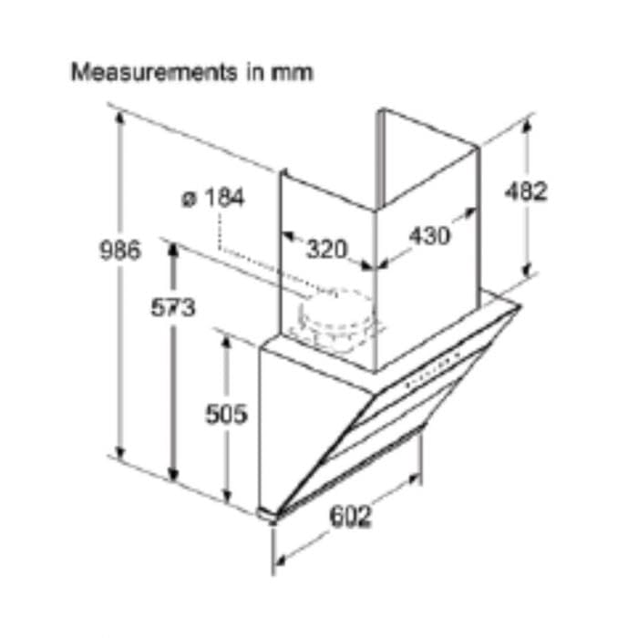 Bosch Chimney DWKA68H60I dimensions in mm