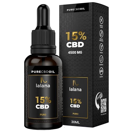 LALANA OIL ® CBD Oil – Olio di CBD Autentico 15%, 30ml (4500 mg CBD puro) | Formula migliorata - Base Composta da Olio MCT (cocco), Curcumina e Piperina | 0% THC