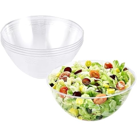MATANA 5 Large Clear Plastic Serving Bowls Cover