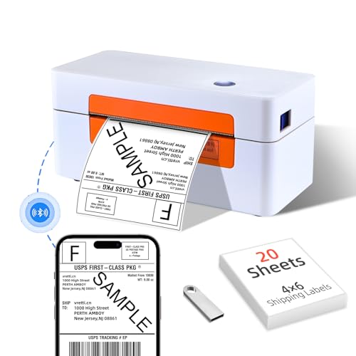 Image of vretti Bluetooth Shipping Label Printer - 4x6 Thermal Label Printer for Shipping Packages Small Business Office or Home,Widely Used for Amazon, Shopify, Etsy, USPS