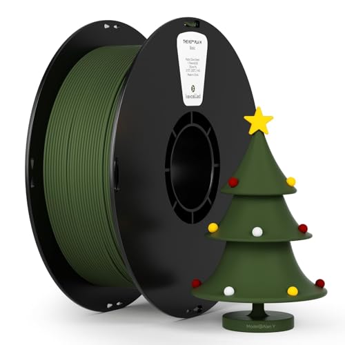 kexcelled PLA Matte Olivgrün 1,75mm +/-0,03mm, Matt Textur Finish Farbe, Ästhetische Materialien für FDM 3D Druck, 1kg Rolle Spule